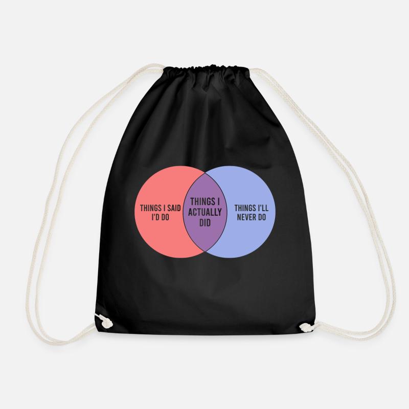 Lazy Funny Venn Diagram Procrastination - Turnbeutel - Schwarz