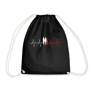 Family, Heartbeat, Children, Parents - Drawstring Bag - black - Front