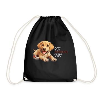 Labrador-Welpe mit Schuh. My favoritetoy shirt - Turnbeutel - Schwarz - Vorne