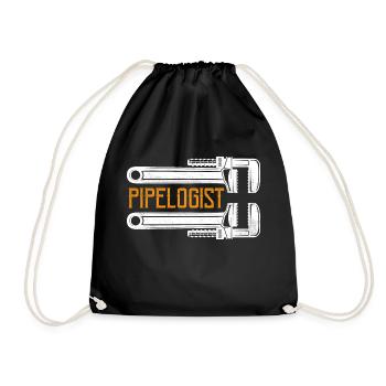 Pipelogist Pipefitter Wrench Plumber - Drawstring Bag - black - Front