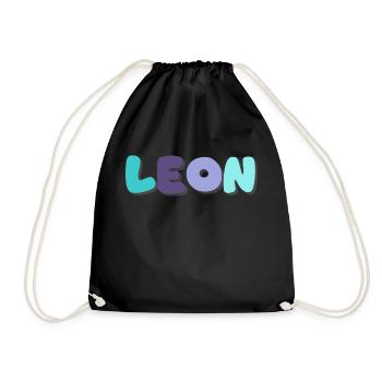 Name - Leon - Drawstring Bag - black - Front