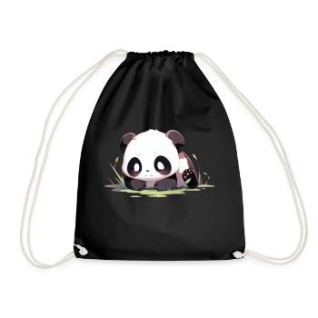 Panda mignon - Sac de sport léger - noir - Devant