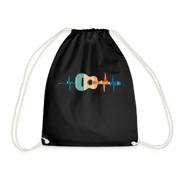 Heartbeat Guitar - Drawstring Bag - black - Front