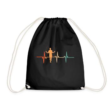 Heartbeat skipping rope - Drawstring Bag - black - Front