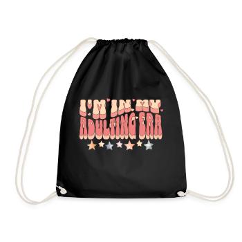 I'm in my adulting era - hearts and stars - Drawstring Bag - black - Front