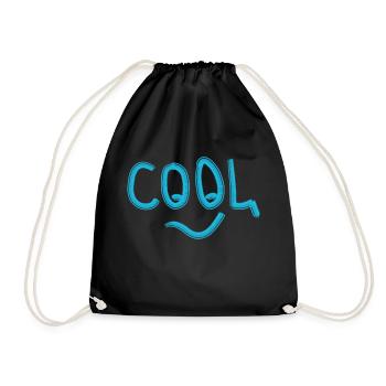 cool typography - Drawstring Bag - black - Front