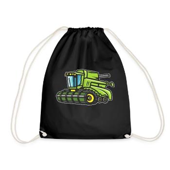 Green Combine Harvester - Drawstring Bag - black - Front