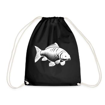 Carp transparent white - Drawstring Bag - black - Front