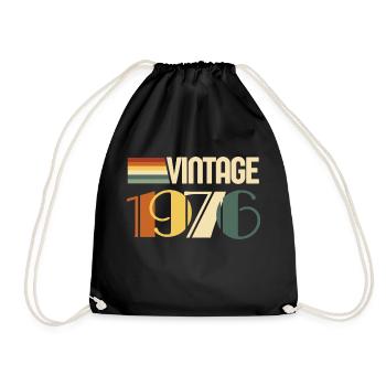 Jahrgang 1976 - 1976 Jubiläumsgeschenk - Turnbeutel - Schwarz - Vorne