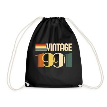 Vintage 1991 - 1991 Anniversary Gift - Drawstring Bag - black - Front