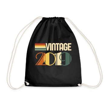 Vintage 2019 - 2019 Anniversary Gift - Drawstring Bag - black - Front