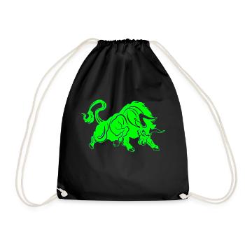 Stier Stierkopf Kopf Logo Steak Beast Gym Horn - Turnbeutel - Schwarz - Vorne
