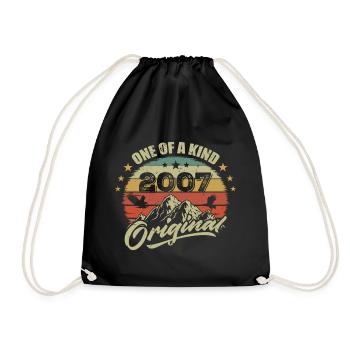 2007 Birthday vintage 2007 retro born in 2007 - Drawstring Bag - black - Front