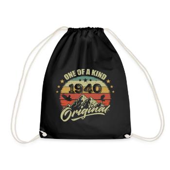 1940 Anniversaire vintage 1940 rétro né en 1940 - Sac de sport léger - noir - Devant