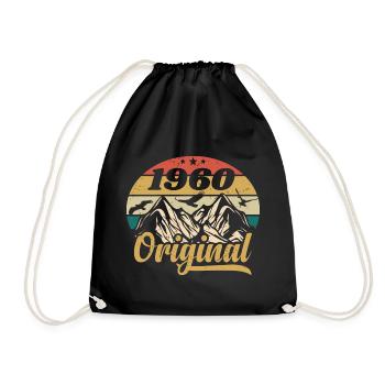 Original 1960er Jahre Vintage Geburtstagsgeschenk 1960er Jahre - Turnbeutel - Schwarz - Vorne