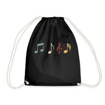 Vintage-Retro-Musiknote - Turnbeutel - Schwarz - Vorne
