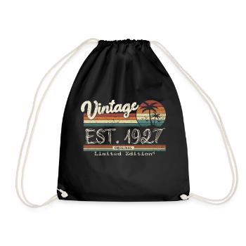 1927 Born Vintage Birthday Gift - Drawstring Bag - black - Front