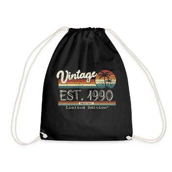 1990 Born Vintage Geburtstagsgeschenk - Turnbeutel - Schwarz - Vorne