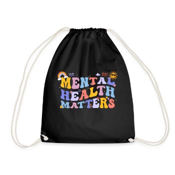 Mental Health Awareness Vintage Groovy Mental - Drawstring Bag - black - Front