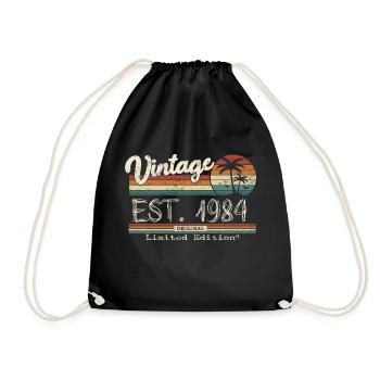 1984 Born Vintage Geburtstagsgeschenk - Turnbeutel - Schwarz - Vorne