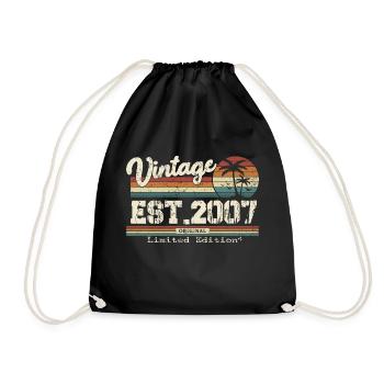 2007 Vintage Vintage Retro Birthday Gift - Drawstring Bag - black - Front