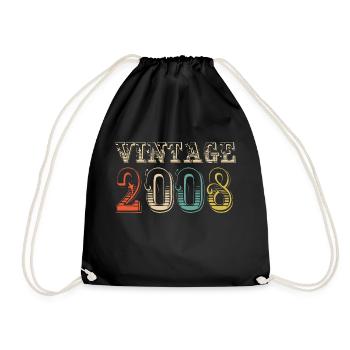 Vintage 2008- 16th birthday - 16 years old - Drawstring Bag - black - Front