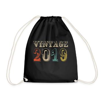 Vintage 2019 - 5th birthday - 5 years - Drawstring Bag - black - Front
