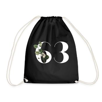 Nummer 63 Blumengrün - 63. Blumengeburtstag - Turnbeutel - Schwarz - Vorne
