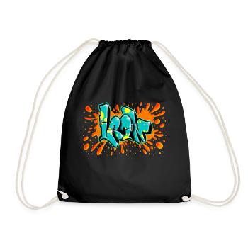 Leon graffiti red splash printable on everything - Drawstring Bag - black - Front