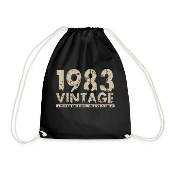 Jahrgang 1983 Bursdag - Unikat - Turnbeutel - Schwarz - Vorne