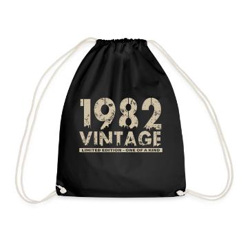 Jahrgang 1982 Bursdag - Unikat - Turnbeutel - Schwarz - Vorne