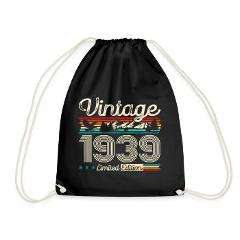 85th Birthday Original Vintage 1939 Vintage 39 - Drawstring Bag - black - Front