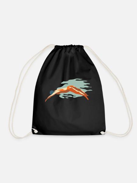 Swimmer Swimming Swimmer - Drawstring Bag - black