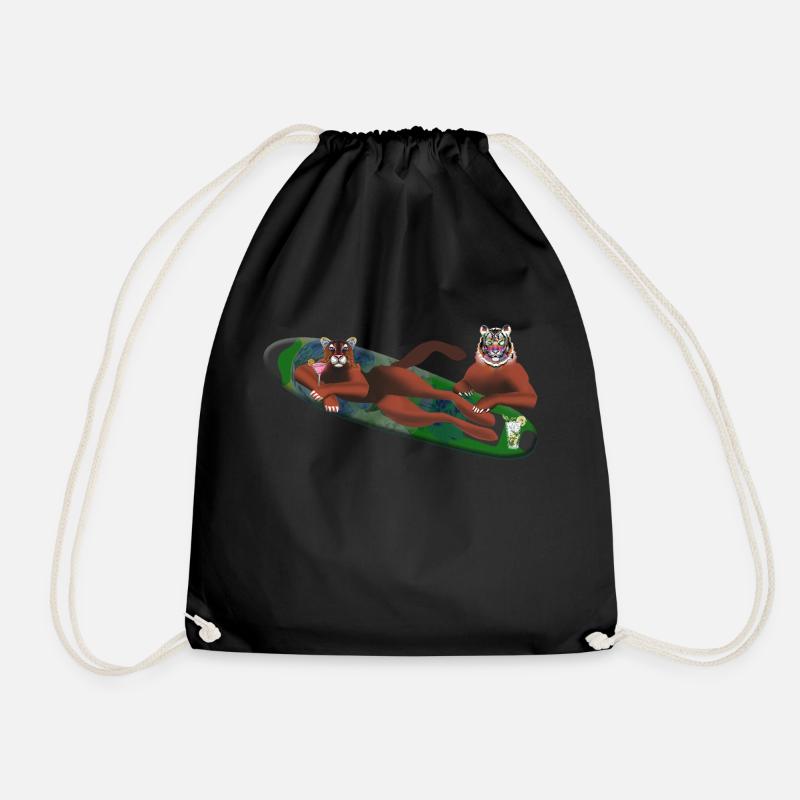 Tigers in the water - Drawstring Bag - black