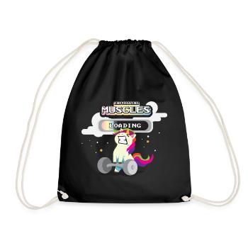 Fitness unicorn rainbow - Drawstring Bag - black - Front