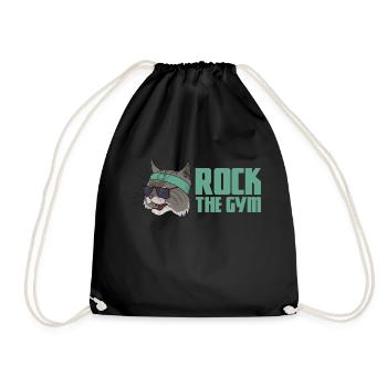 Fitness Cat Cardio Yoga Workout Gym Training - Drawstring Bag - black - Front