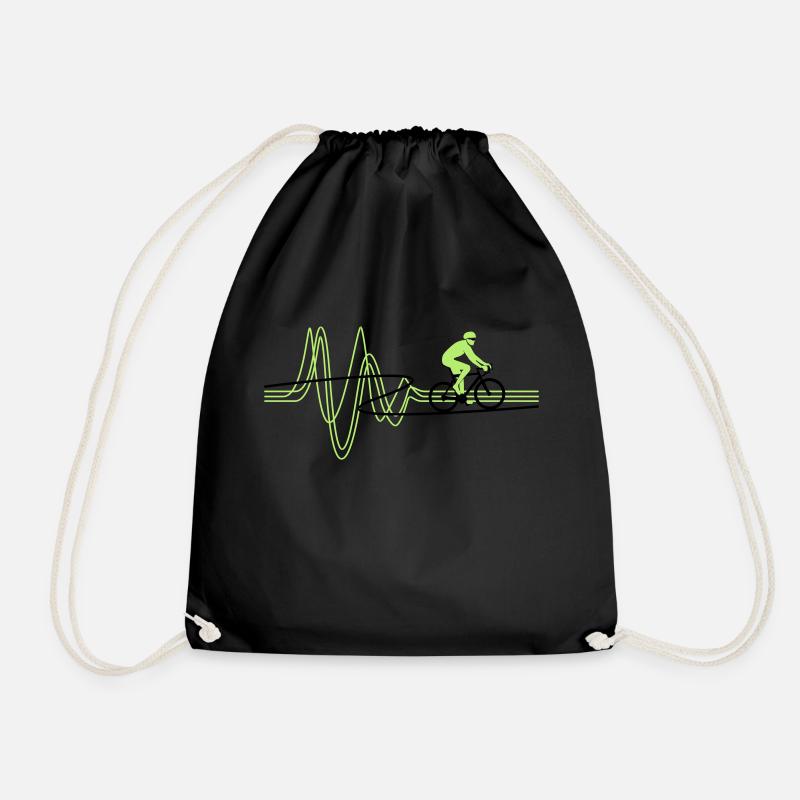 Road Bike Heartbeat - Drawstring Bag - black