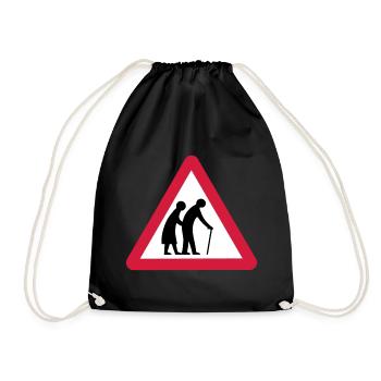 Attention Old gens de passage Signalisation - Sac de sport léger - noir - Devant