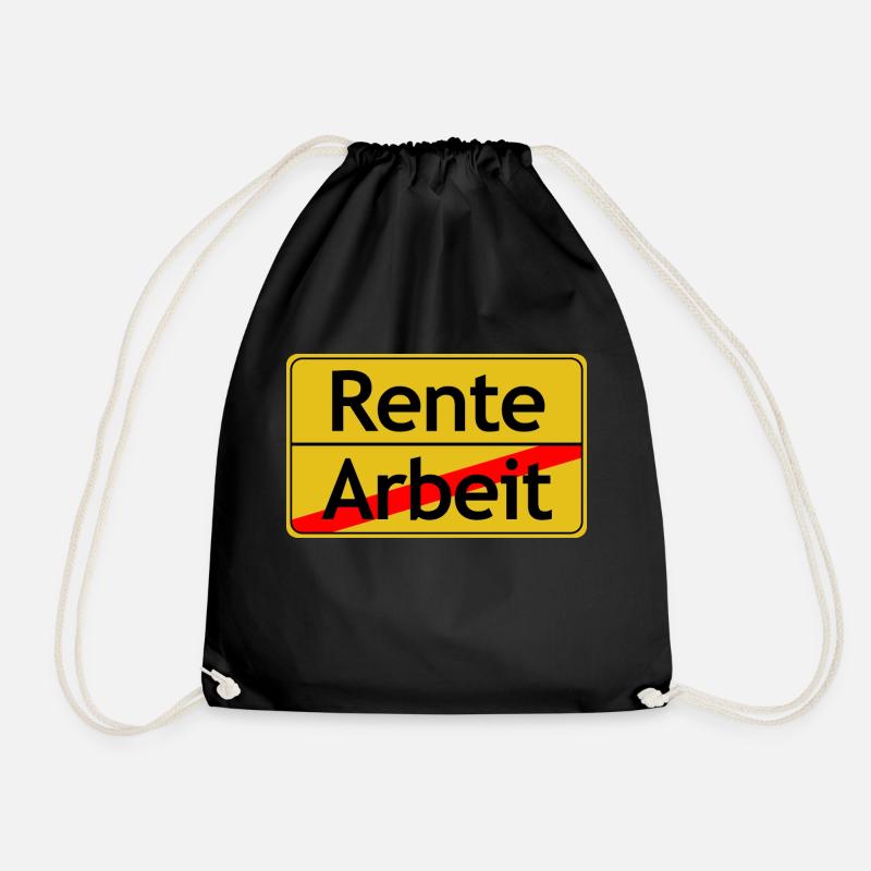 Rente Arbeit Ortsschild - Turnbeutel - Schwarz