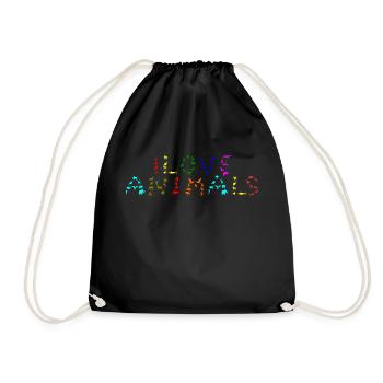 J'adore les animaux. J'adore les animaux. - Sac de sport léger - noir - Devant