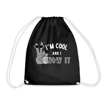Je suis cool et je le sais - Affirmation de soi amusante - Wht - Sac de sport léger - noir - Devant
