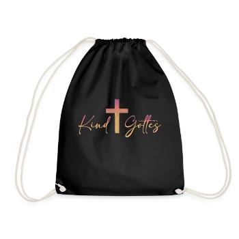 Kind Gottes mit Kreuz - Turnbeutel - Schwarz - Vorne