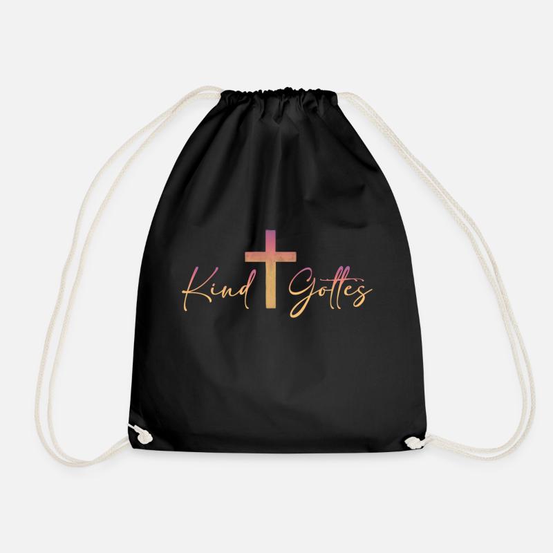 Kind Gottes mit Kreuz - Turnbeutel - Schwarz