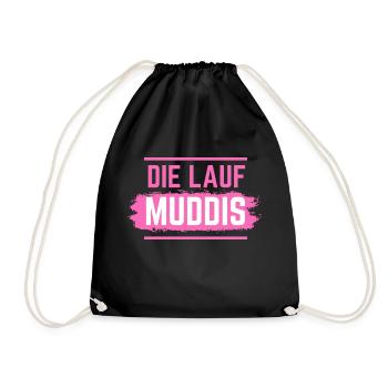 Muddy run shirt mud Matsch Laufshirt Team Muddi - Turnbeutel - Schwarz - Vorne