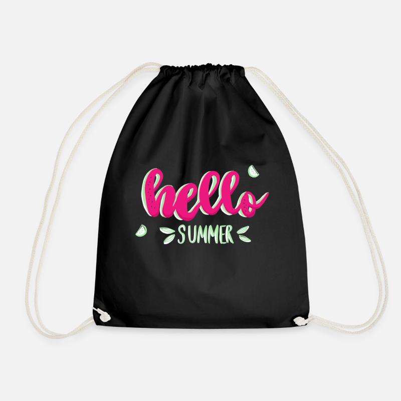 Hello Summer - watermelon - Drawstring Bag - black