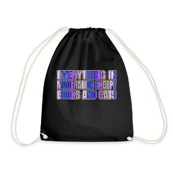 frequent readers book lover persian pet lover - Drawstring Bag - black - Front