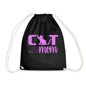 Cats Mama Cats Grandma Grandmother Mother Mom Cat - Drawstring Bag - black - Front