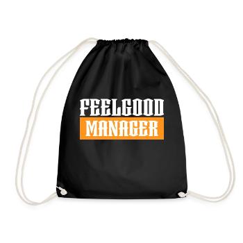 Agentur Feelgood manager orange tshirt schwarz - Turnbeutel - Schwarz - Vorne
