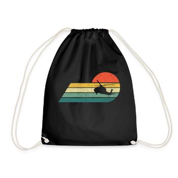 Hélicoptère Hélicoptère Retro Pilot Vintage - Sac de sport léger - noir - Devant