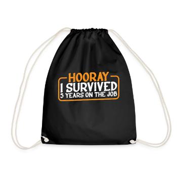 Hooray I Survived 5 Years On The Job 7 - Drawstring Bag - black - Front